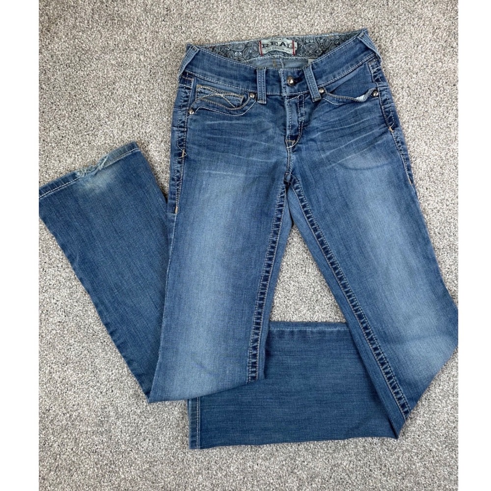 Ariat Real Denim Jeans Women's 27x33" Tall Bootcut Low Rise Cowgirl Western Blue